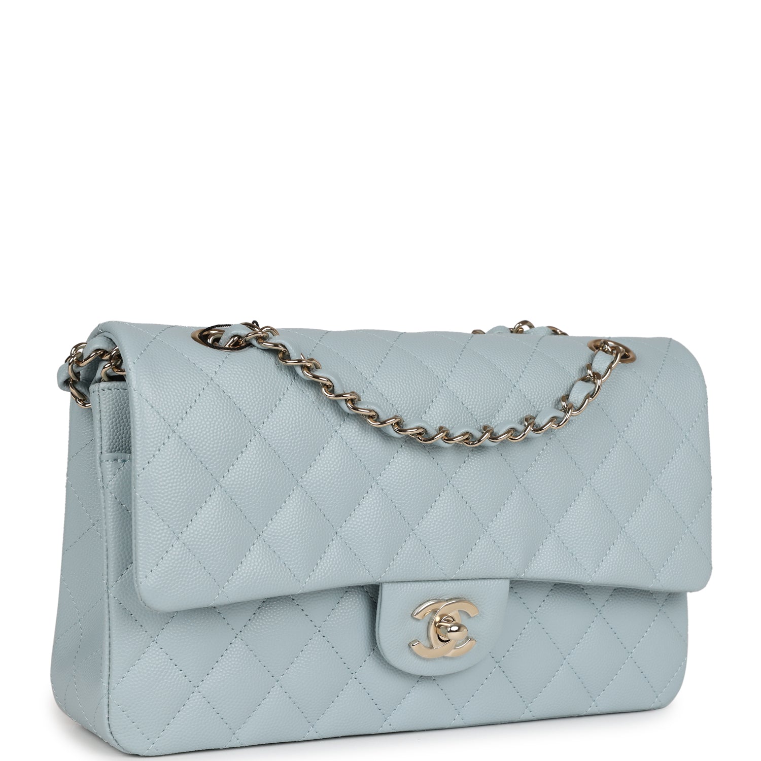 Chanel Medium Classic Double Flap Light Blue Caviar Light Gold Hardware - Image 2