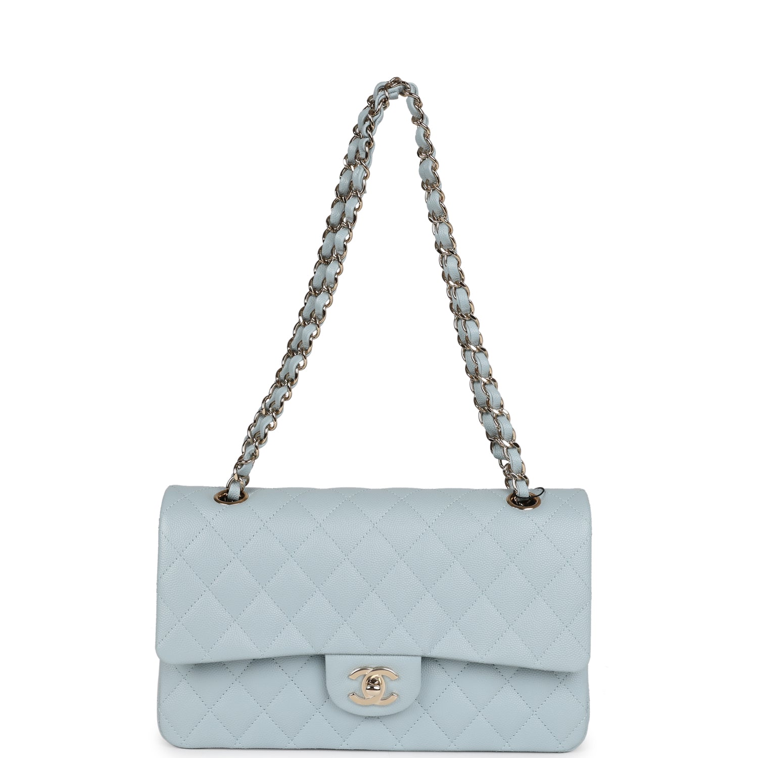 Chanel Medium Classic Double Flap Light Blue Caviar Light Gold Hardware - Image 7