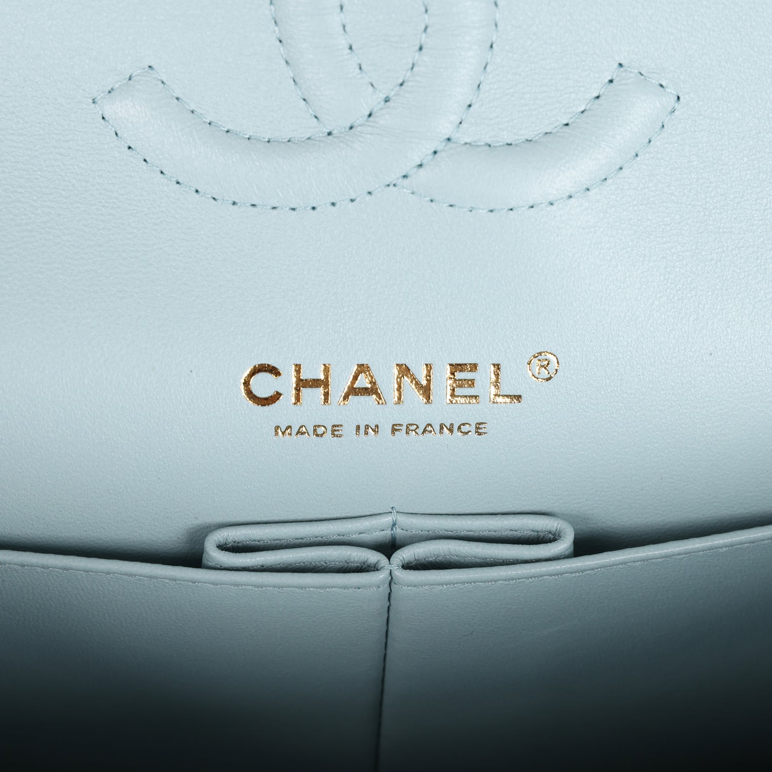 Chanel Medium Classic Double Flap Light Blue Caviar Light Gold Hardware - Image 8