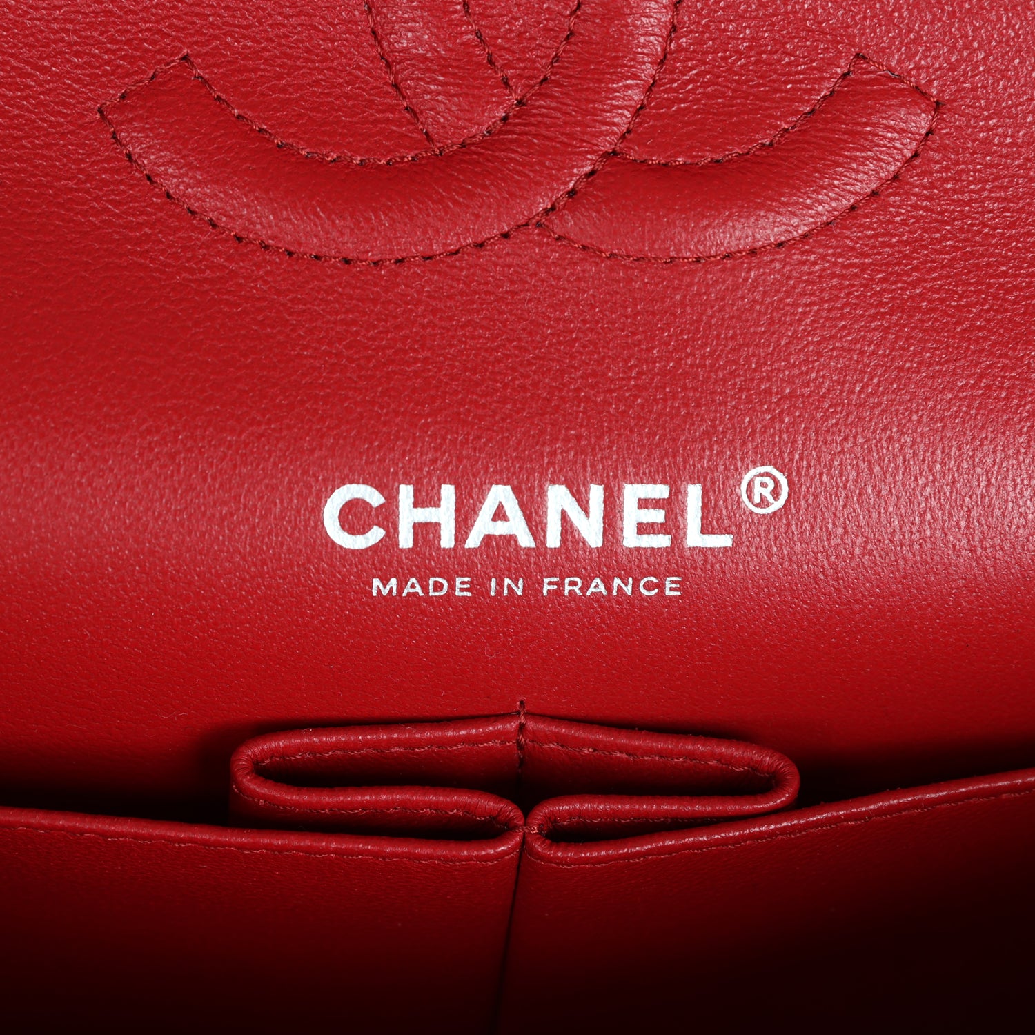 Chanel Medium Classic Double Flap Bag Red Lambskin Silver Hardware - Image 8