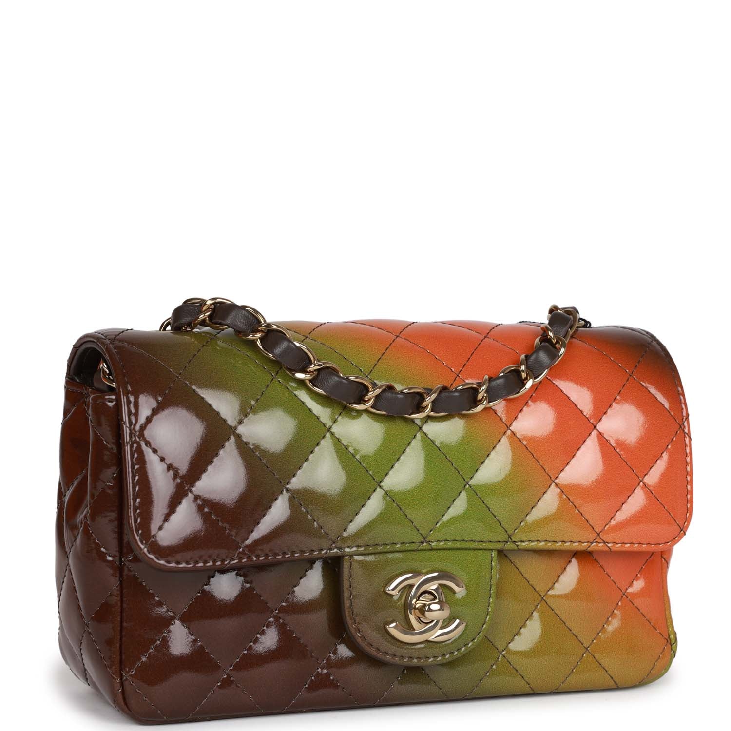 Chanel "Senegal Collection" Sunset Patent Leather Mini Classic Flap Bag Light Gold Hardware - Image 2