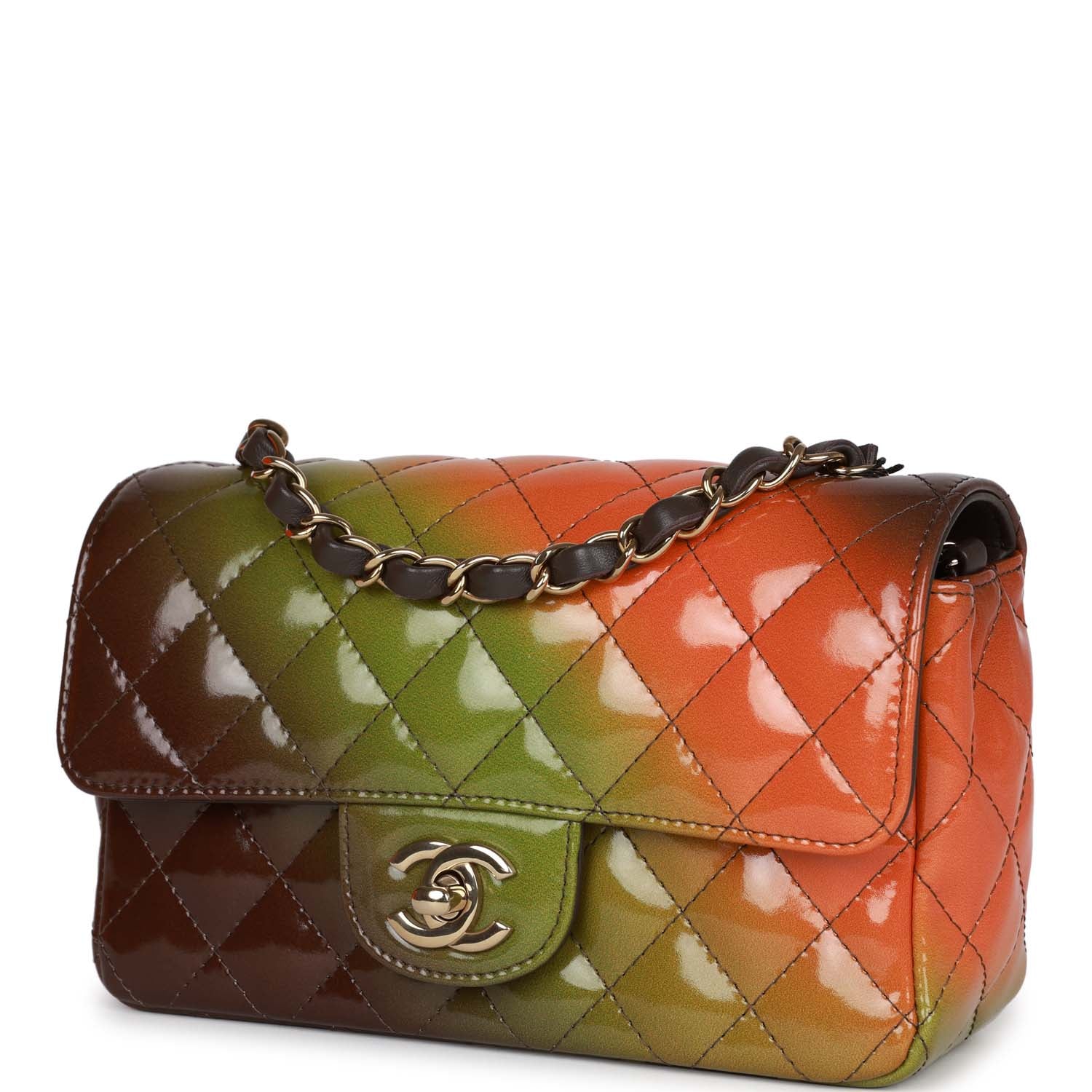 Chanel "Senegal Collection" Sunset Patent Leather Mini Classic Flap Bag Light Gold Hardware - Image 5