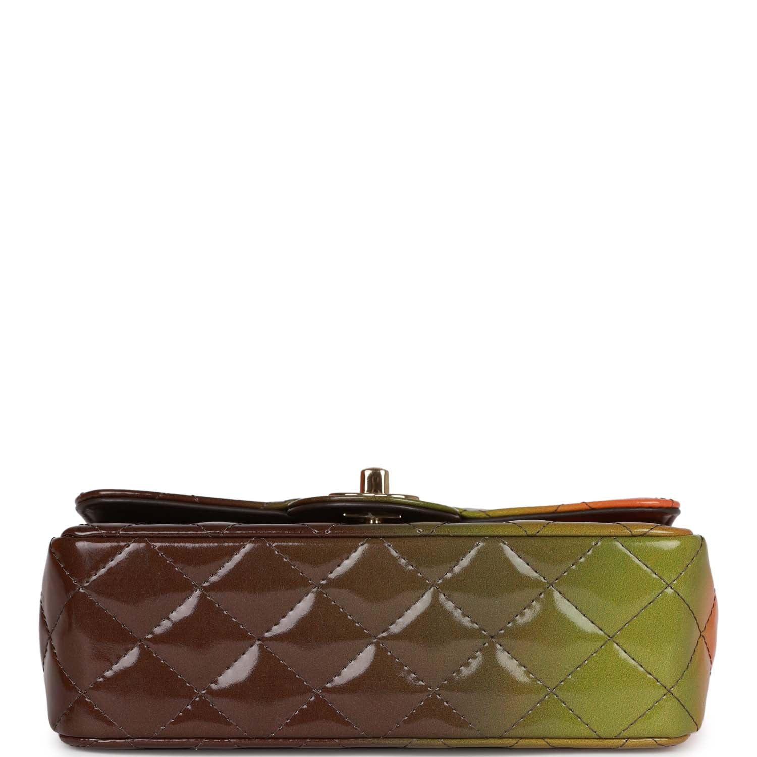 Chanel "Senegal Collection" Sunset Patent Leather Mini Classic Flap Bag Light Gold Hardware - Image 6