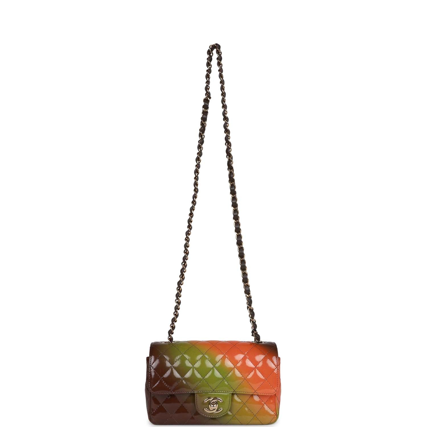Chanel "Senegal Collection" Sunset Patent Leather Mini Classic Flap Bag Light Gold Hardware - Image 7