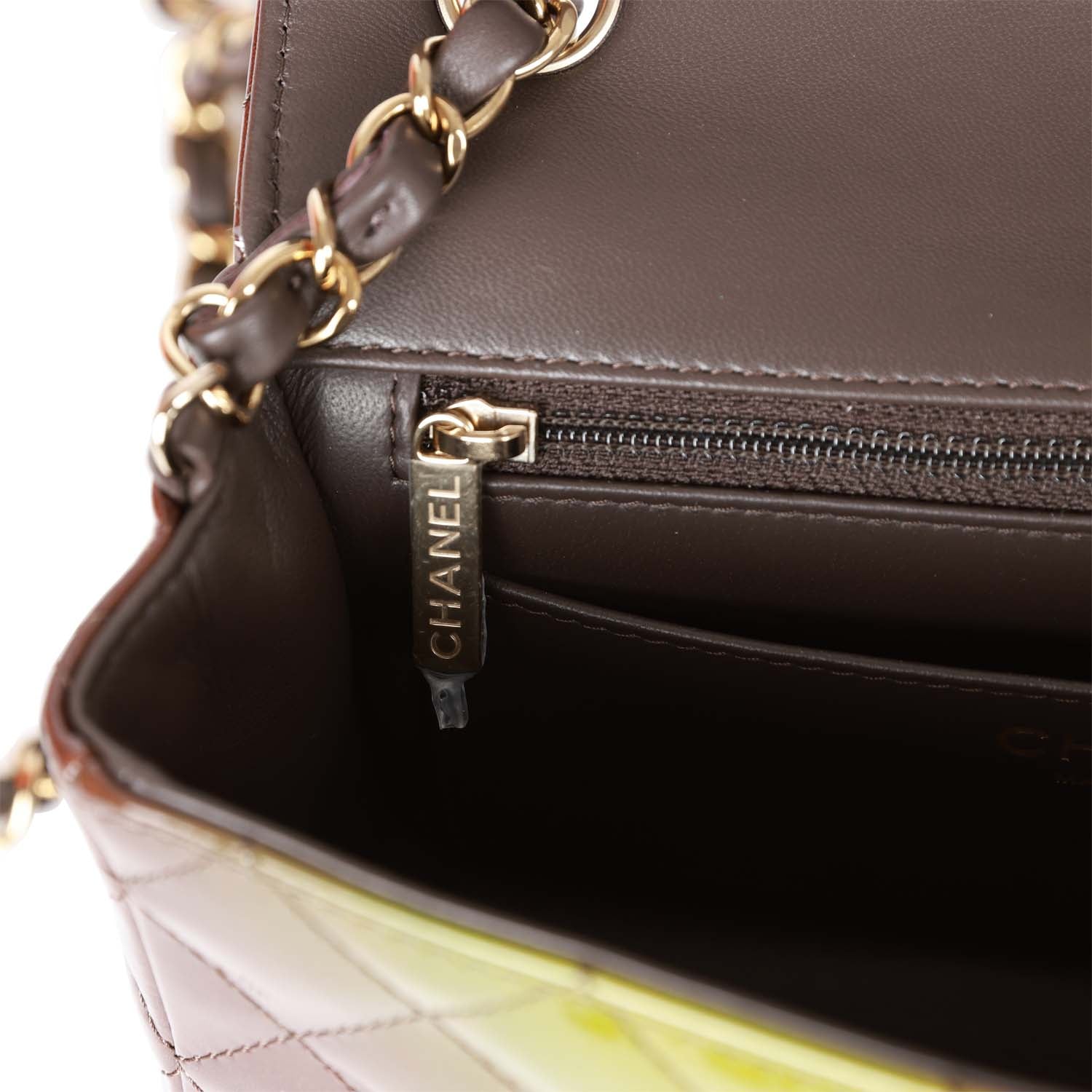 Chanel "Senegal Collection" Sunset Patent Leather Mini Classic Flap Bag Light Gold Hardware - Image 9