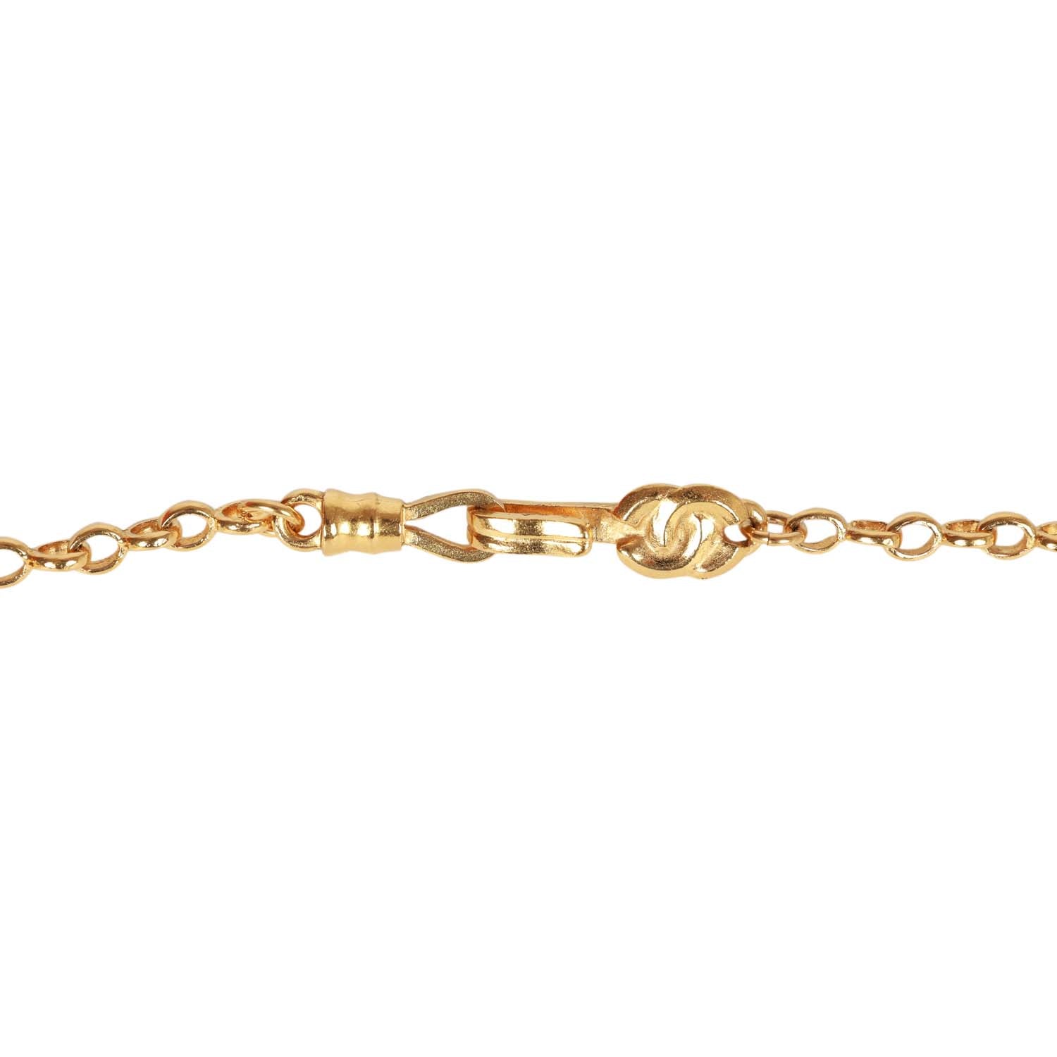 Vintage Chanel Gold Plated Interlocking CC Necklace - Image 3