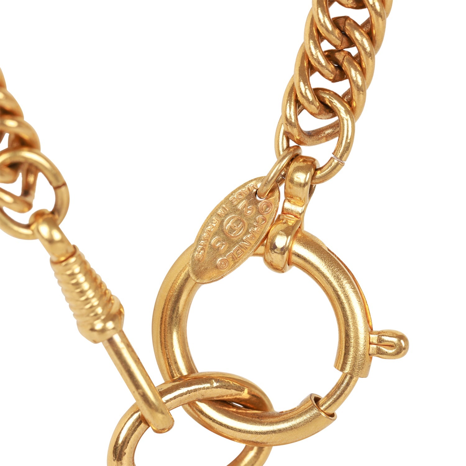 Vintage Chanel Gold Plated Gripoix Loupe Cocomark Necklace - Image 5