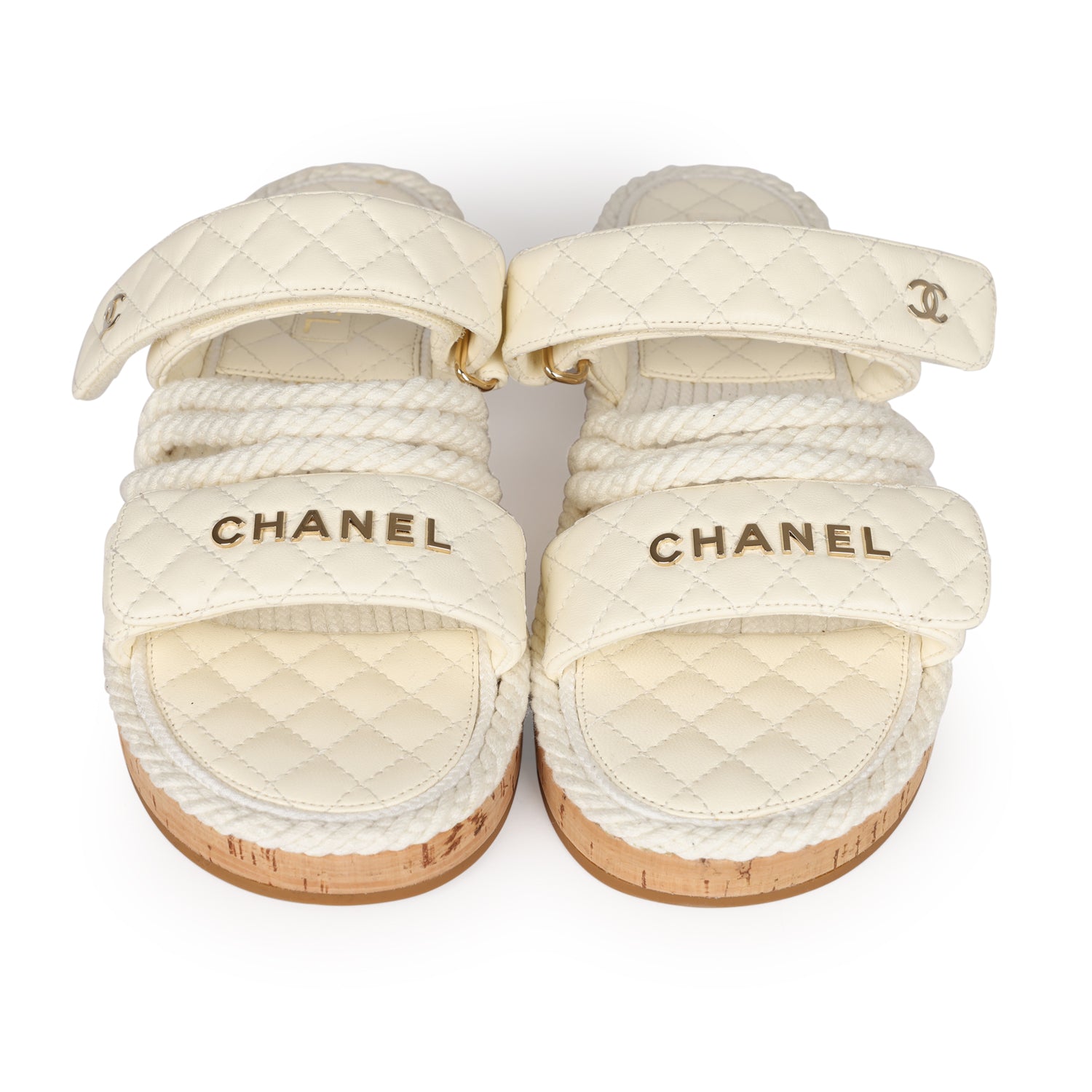 Chanel Rope Sandals White Lambskin Gold Hardware 41 EU - Image 2