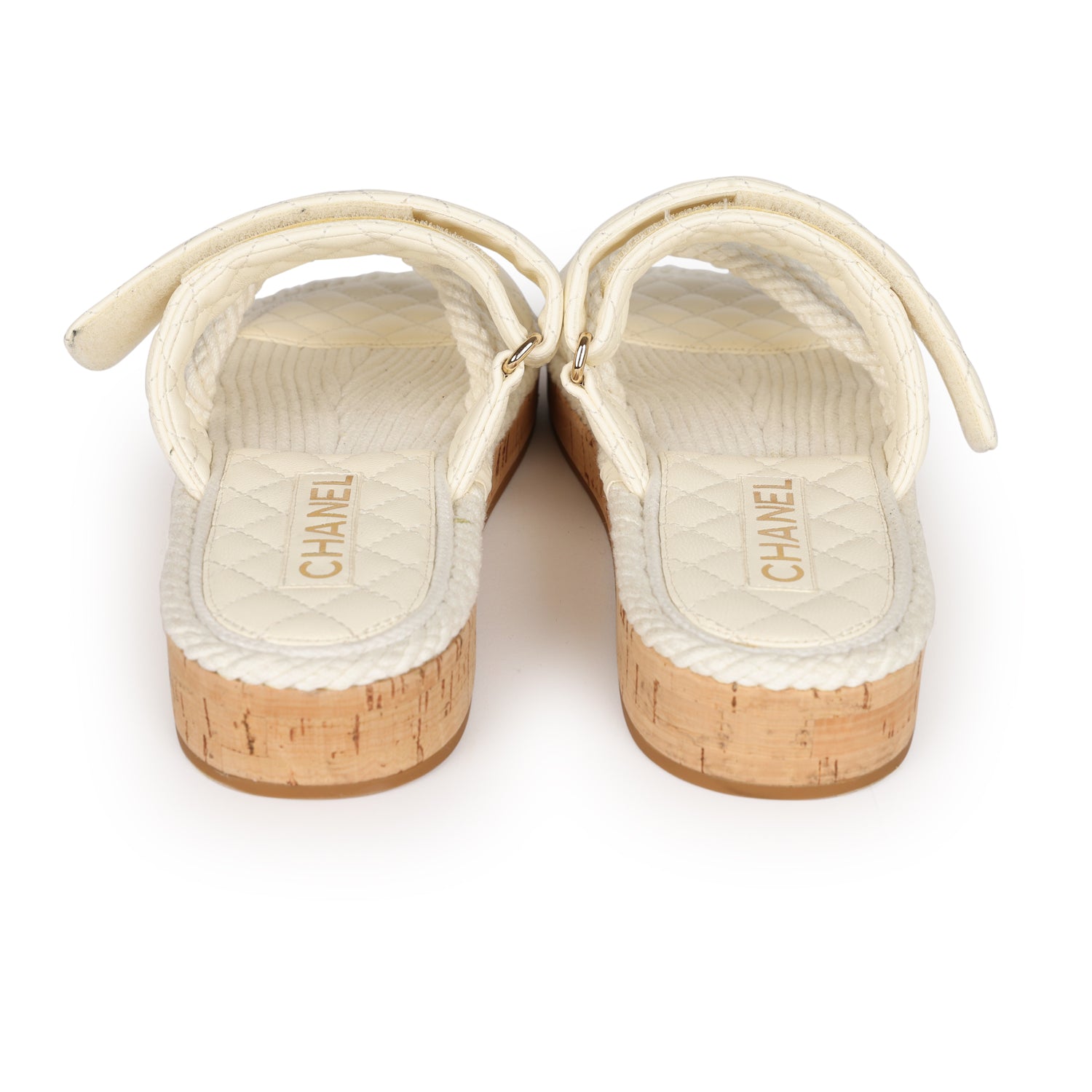 Chanel Rope Sandals White Lambskin Gold Hardware 41 EU - Image 6