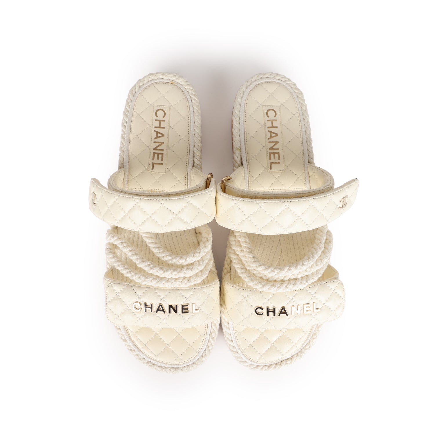 Chanel Rope Sandals White Lambskin Gold Hardware 41 EU - Image 7
