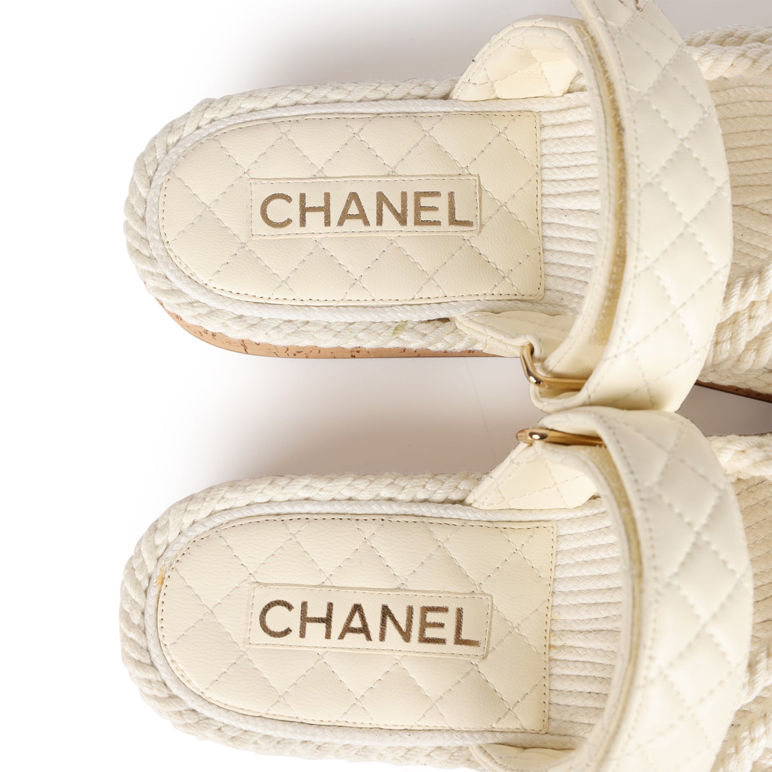 Chanel Rope Sandals White Lambskin Gold Hardware 41 EU - Image 8