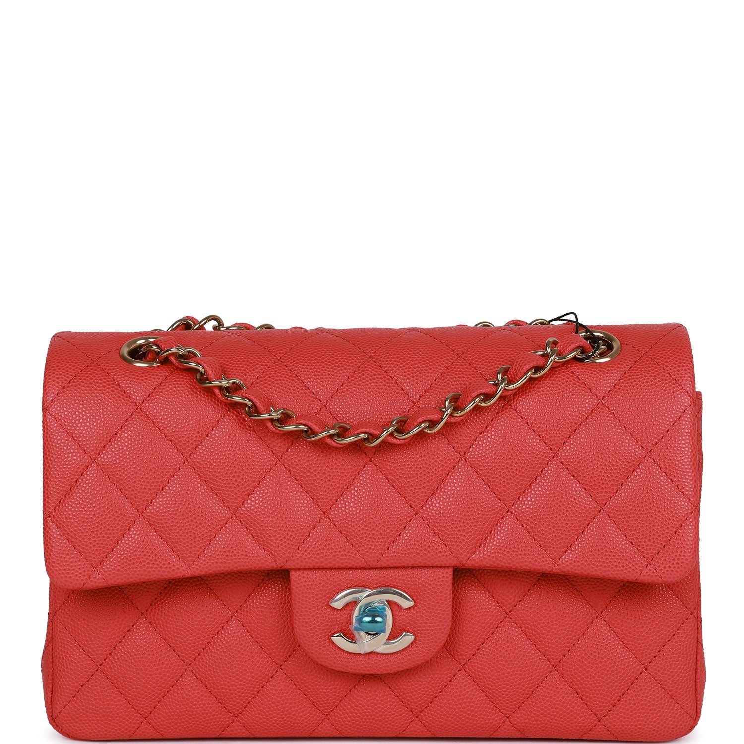 Chanel Small Classic Double Flap Red Caviar Light Gold Hardware