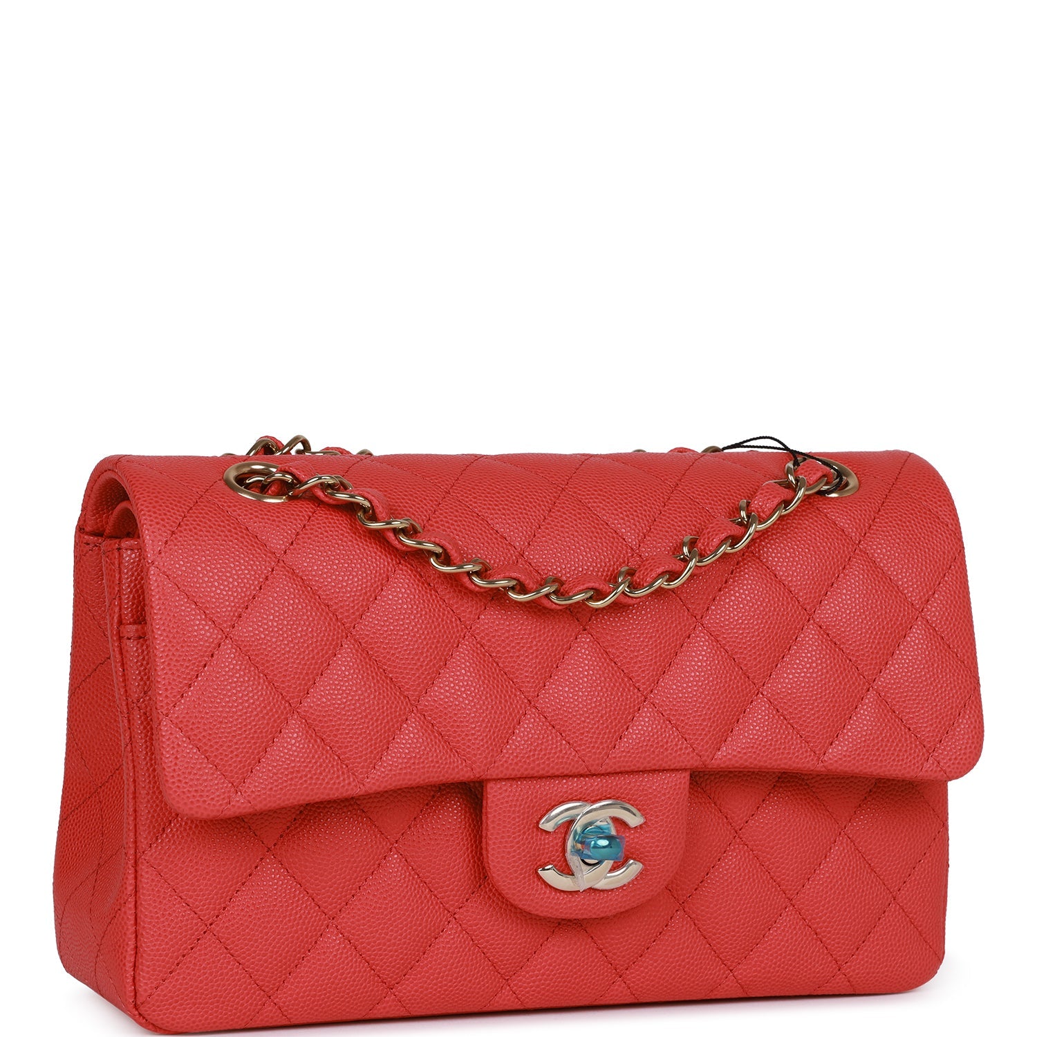Chanel Small Classic Double Flap Red Caviar Light Gold Hardware - Image 2