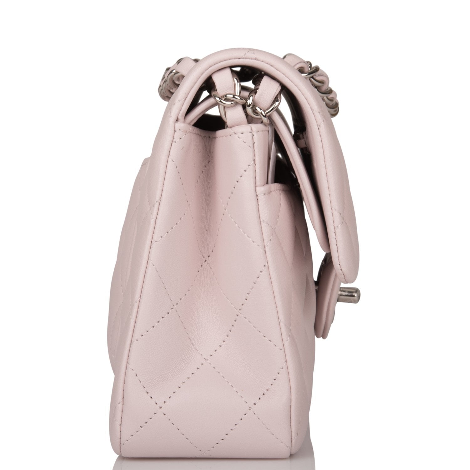 Chanel Small Classic Double Flap Bag Light Purple Lambskin Silver Hardware - Image 3
