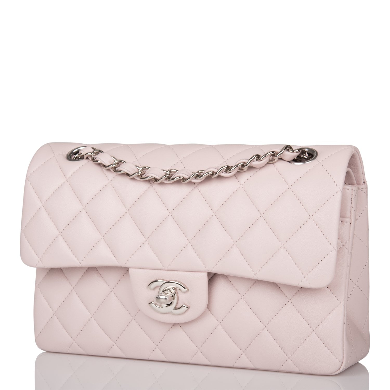 Chanel Small Classic Double Flap Bag Light Purple Lambskin Silver Hardware - Image 5