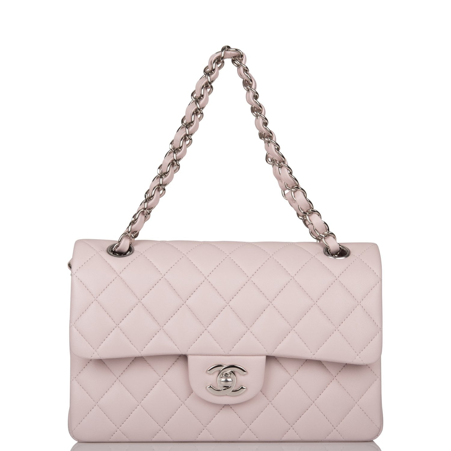 Chanel Small Classic Double Flap Bag Light Purple Lambskin Silver Hardware - Image 7