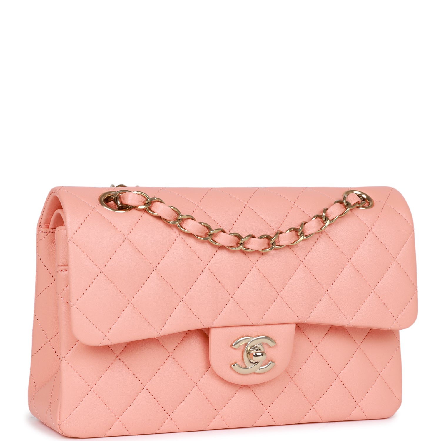 Chanel Small Classic Double Flap Pink Lambskin Light Gold Hardware - Image 2