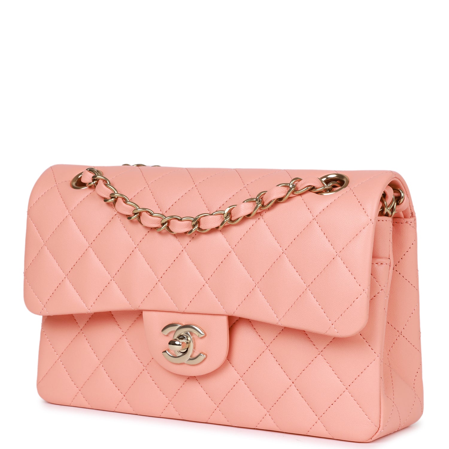 Chanel Small Classic Double Flap Pink Lambskin Light Gold Hardware - Image 5
