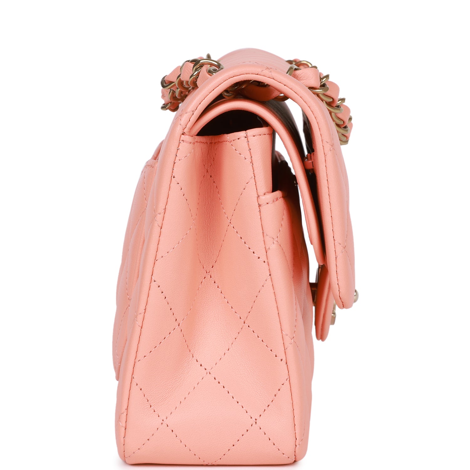 Chanel Small Classic Double Flap Pink Lambskin Light Gold Hardware - Image 3