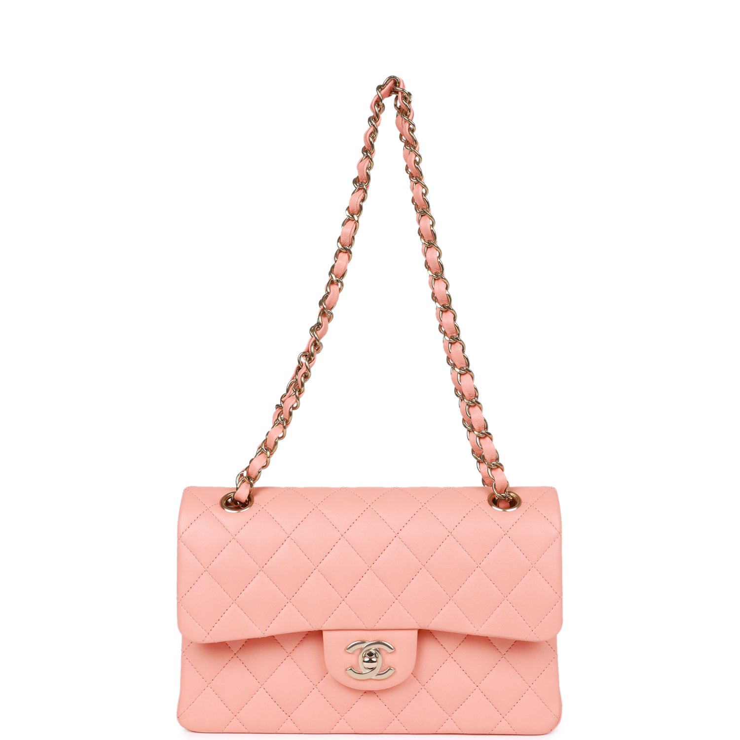 Chanel Small Classic Double Flap Pink Lambskin Light Gold Hardware - Image 7