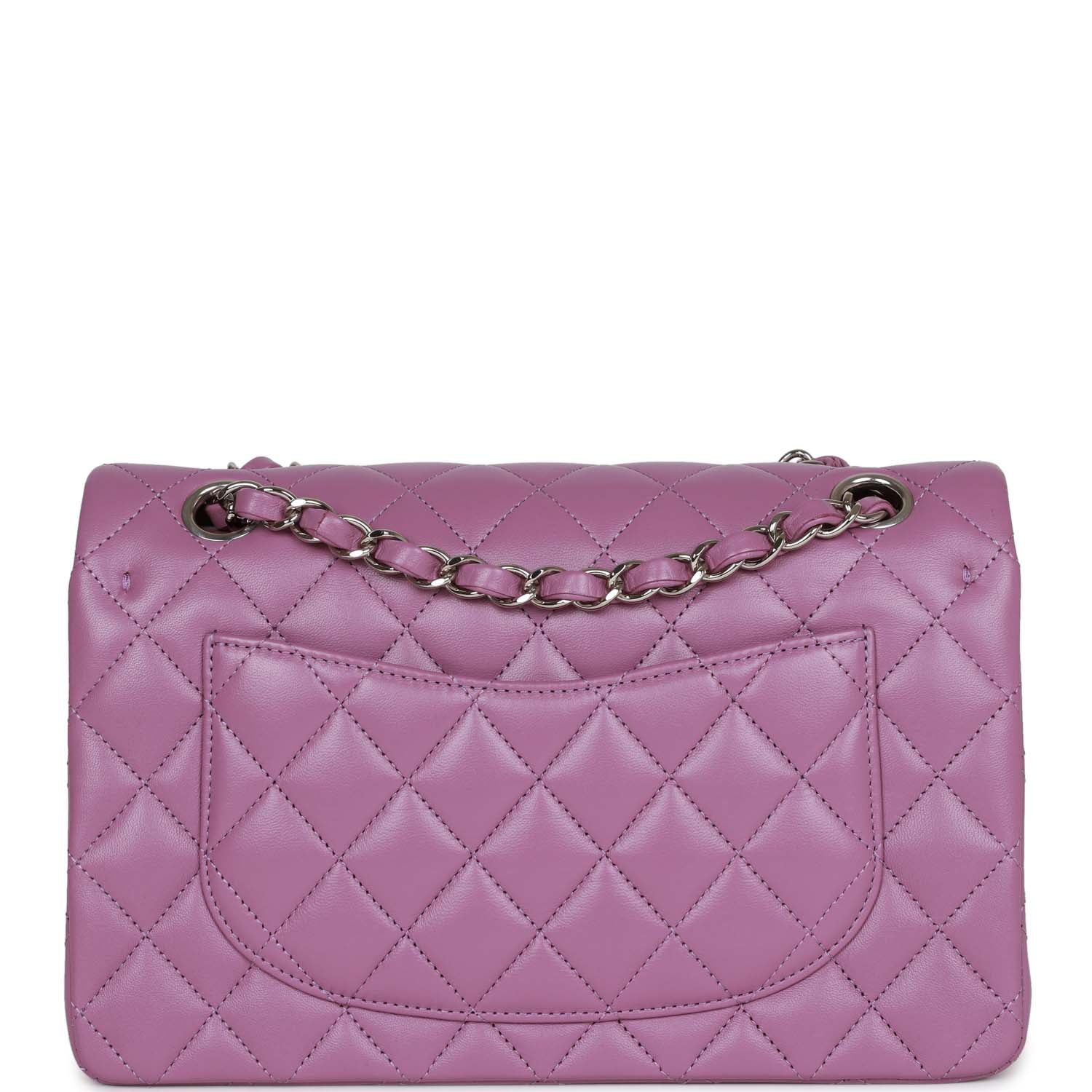 Chanel Small Classic Double Flap Bag Purple Lambskin Silver Hardware - Image 4