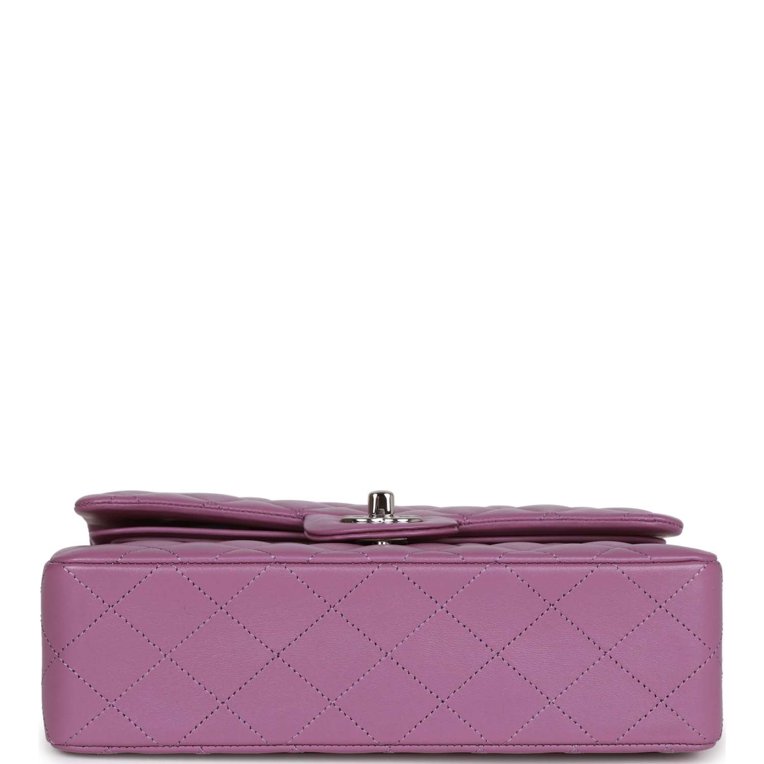 Chanel Small Classic Double Flap Bag Purple Lambskin Silver Hardware - Image 6