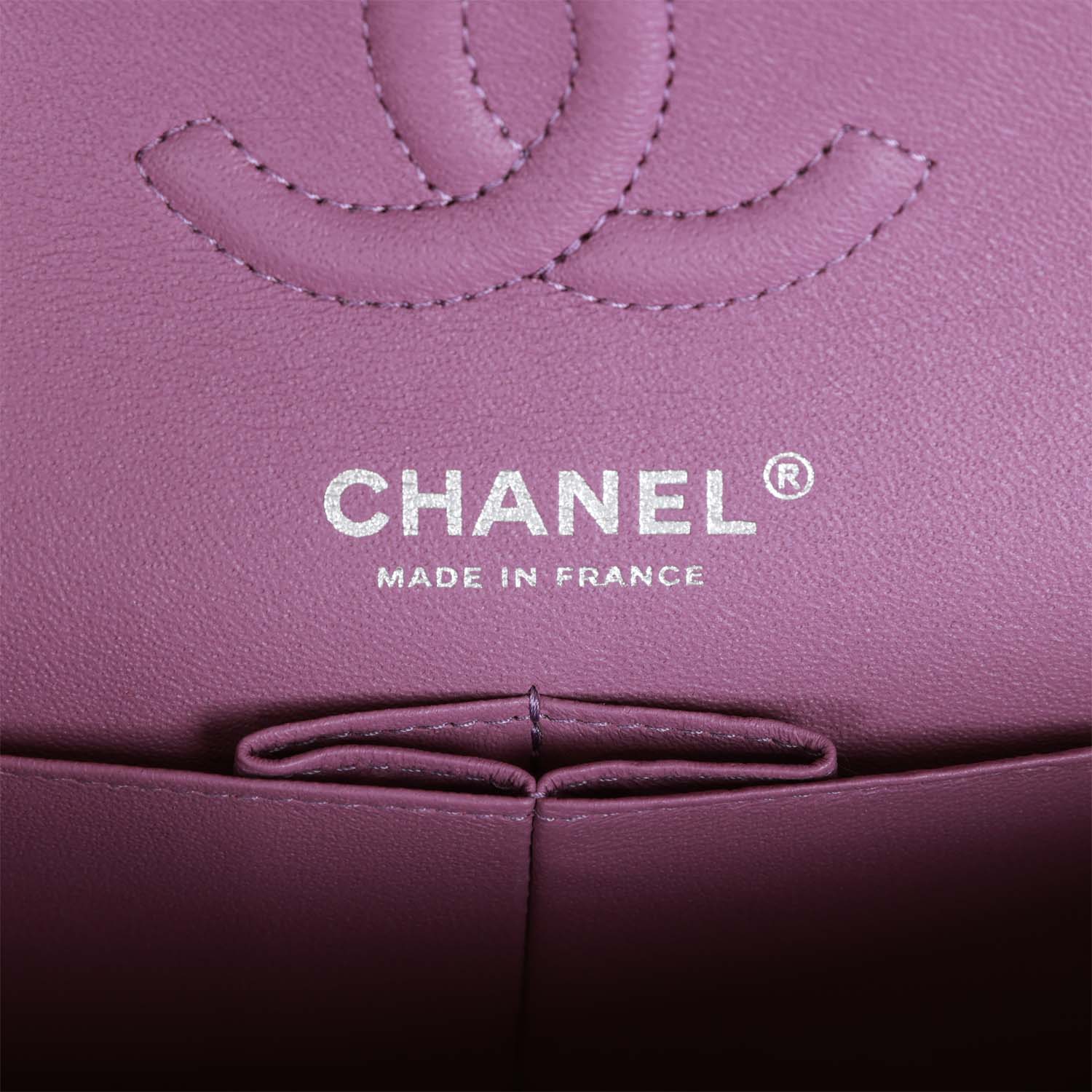 Chanel Small Classic Double Flap Bag Purple Lambskin Silver Hardware - Image 8