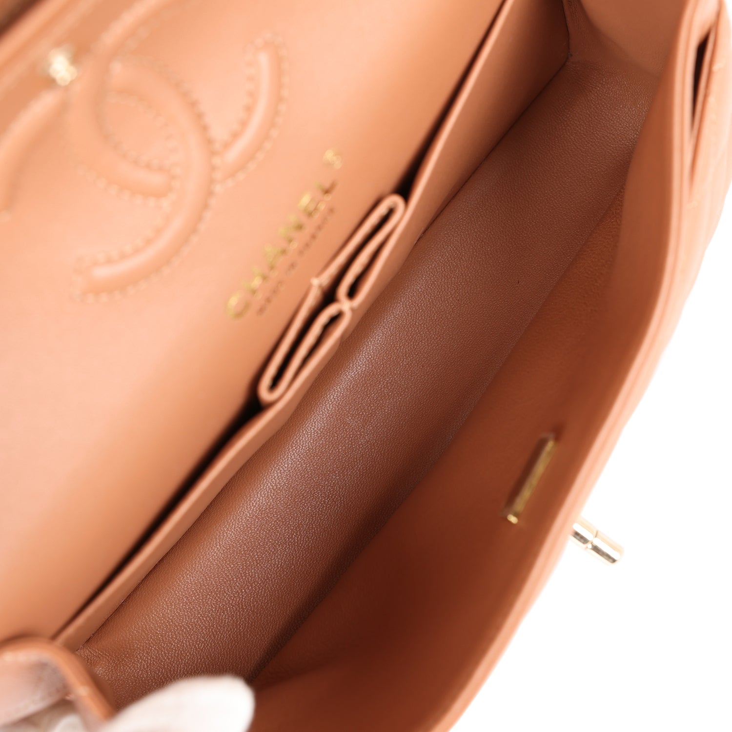 Chanel Small Classic Double Flap Caramel Lambskin Gold Hardware - Image 9