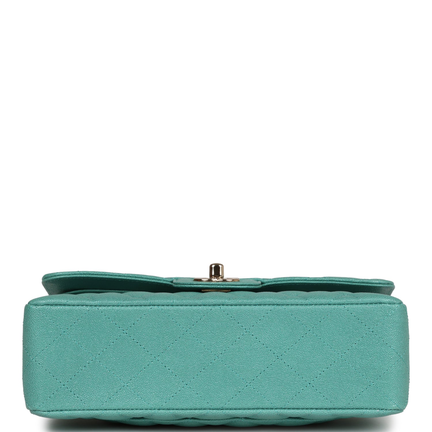 Chanel Small Classic Double Flap Turquoise Iridescent Caviar Light Gold Hardware - Image 6