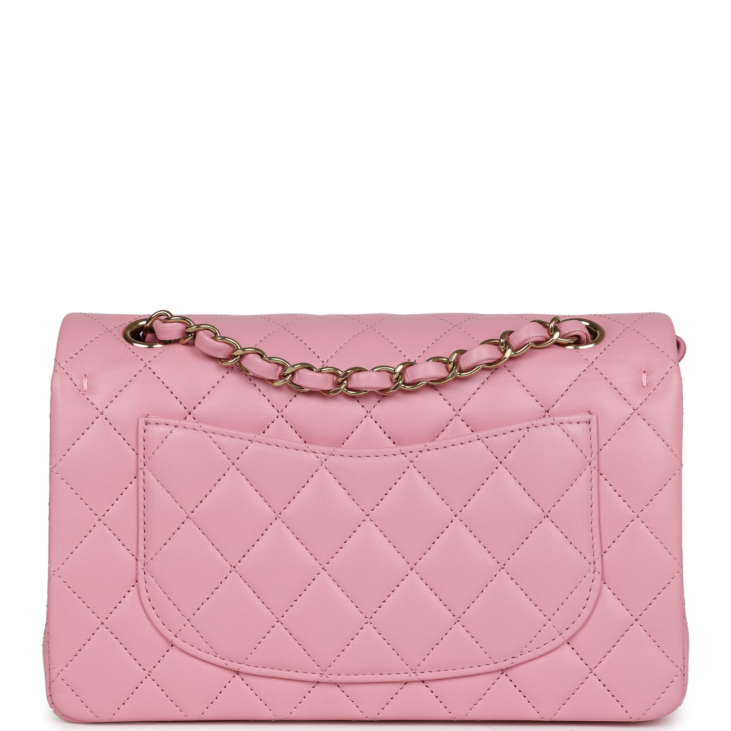 Chanel Small Classic Double Flap Dark Pink Lambskin Light Gold Hardware - Image 4