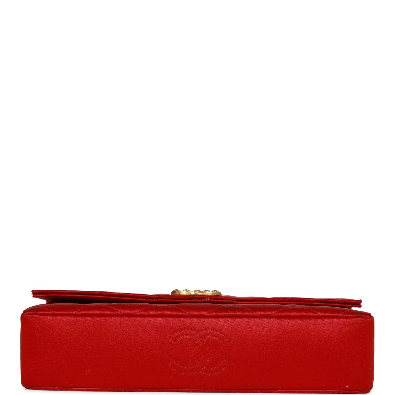 Vintage Chanel Small Flap Bag Red Satin Gold Hardware - Image 6