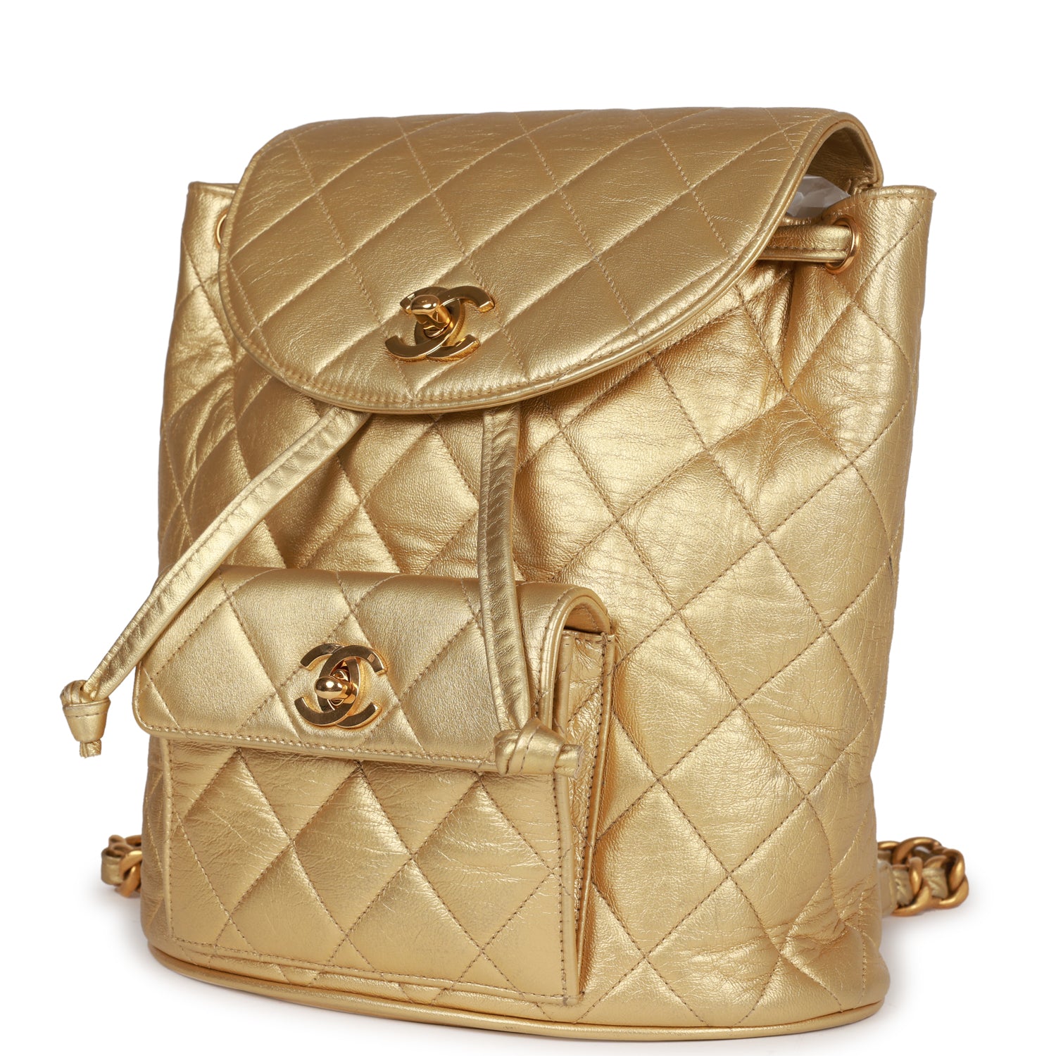 Vintage Chanel Duma Backpack Gold Metallic Lambskin Gold Hardware - Image 5