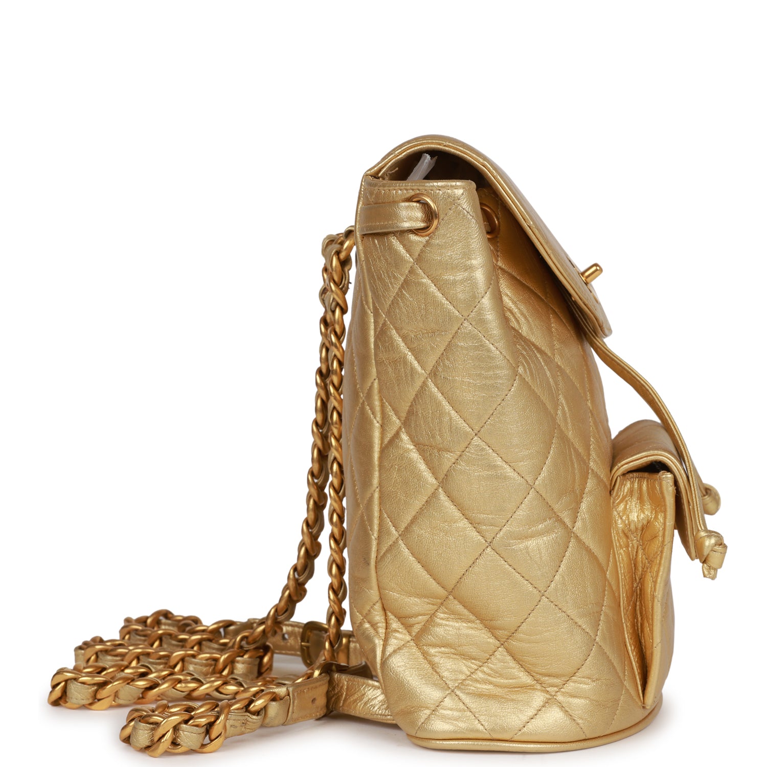 Vintage Chanel Duma Backpack Gold Metallic Lambskin Gold Hardware - Image 3