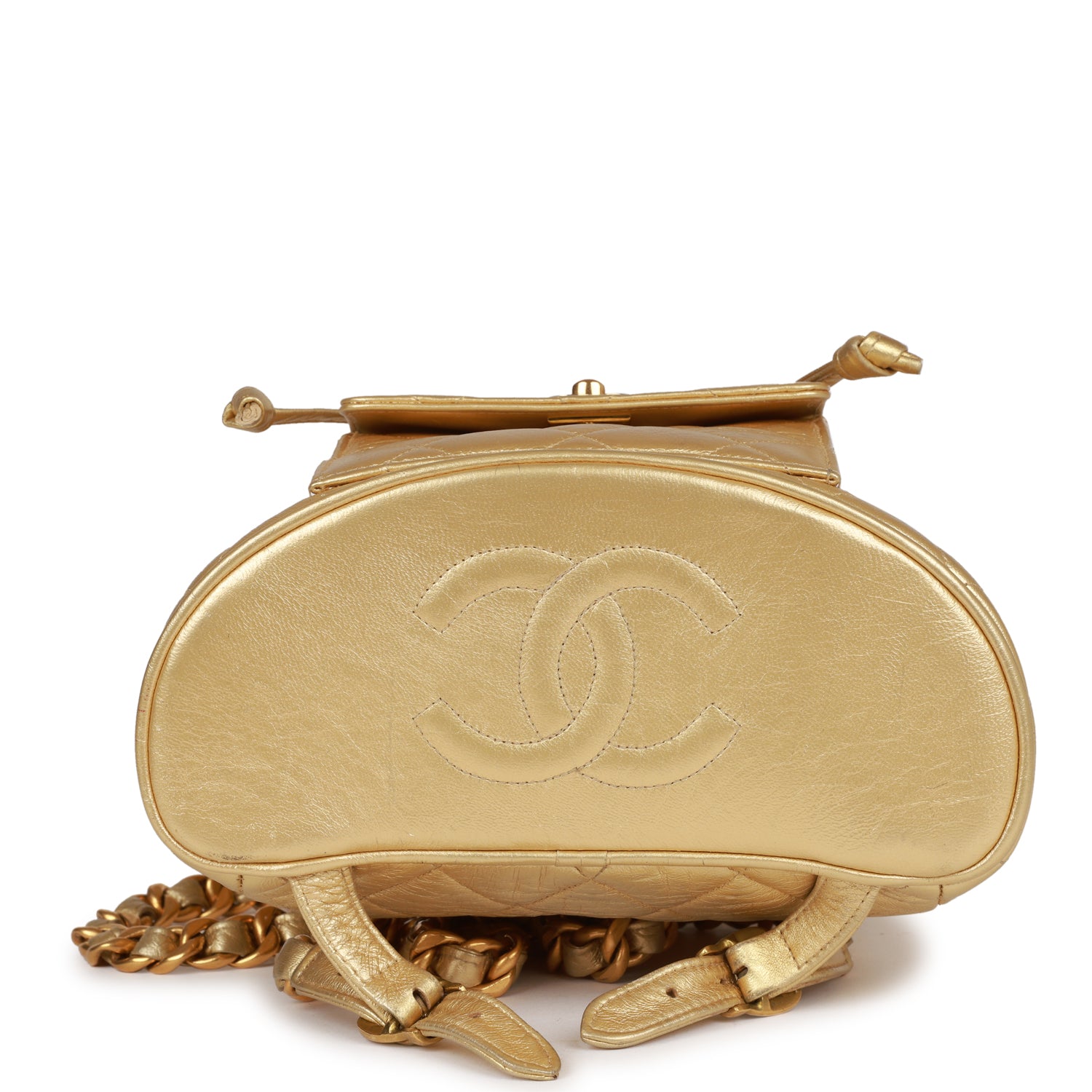 Vintage Chanel Duma Backpack Gold Metallic Lambskin Gold Hardware - Image 6