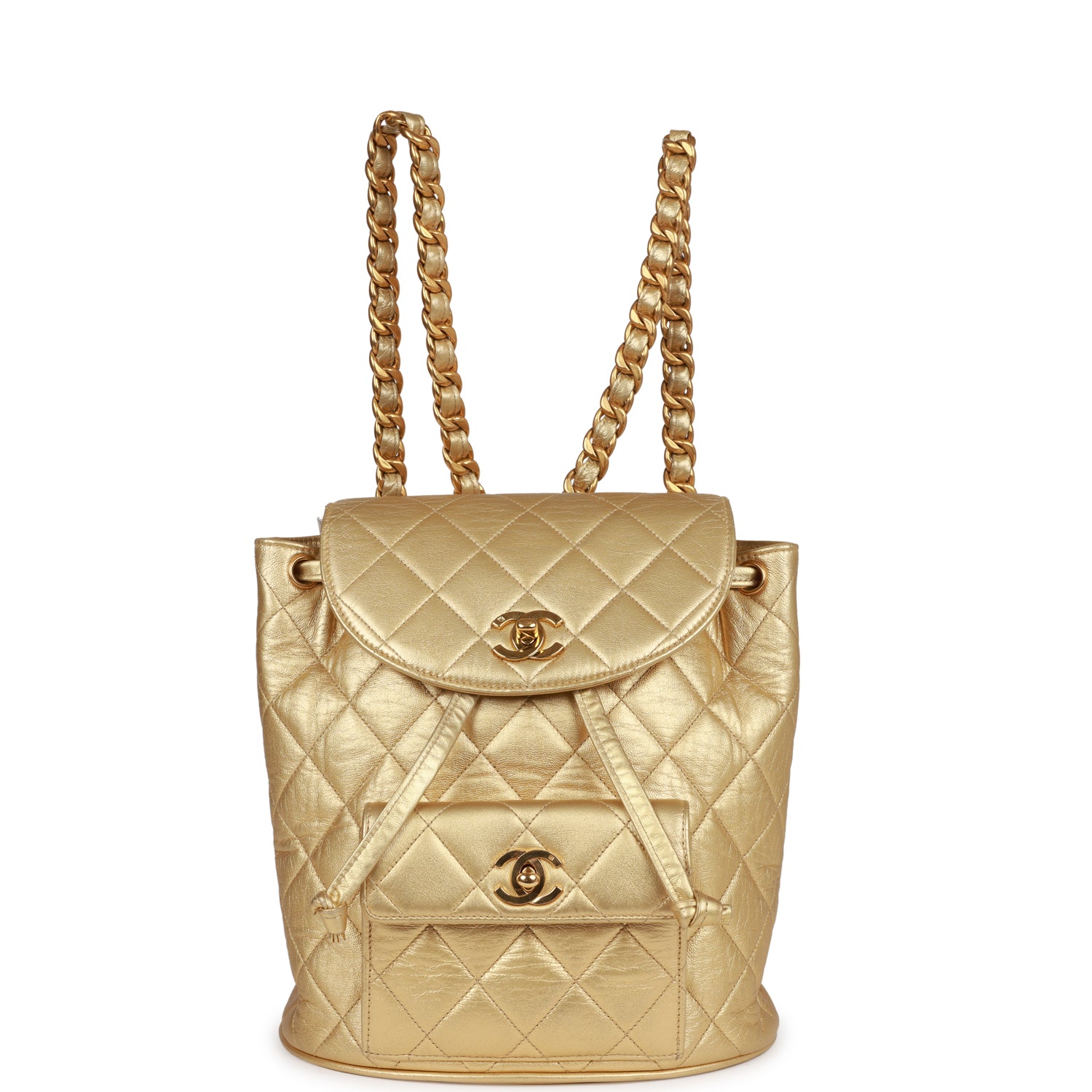 Vintage Chanel Duma Backpack Gold Metallic Lambskin Gold Hardware - Image 7