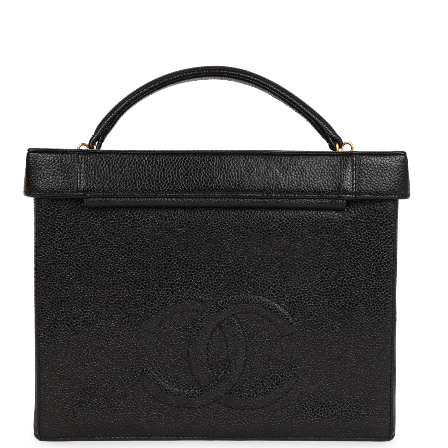 Vintage Chanel Large Vanity Bag Black Caviar Gold Hardware - Image 5
