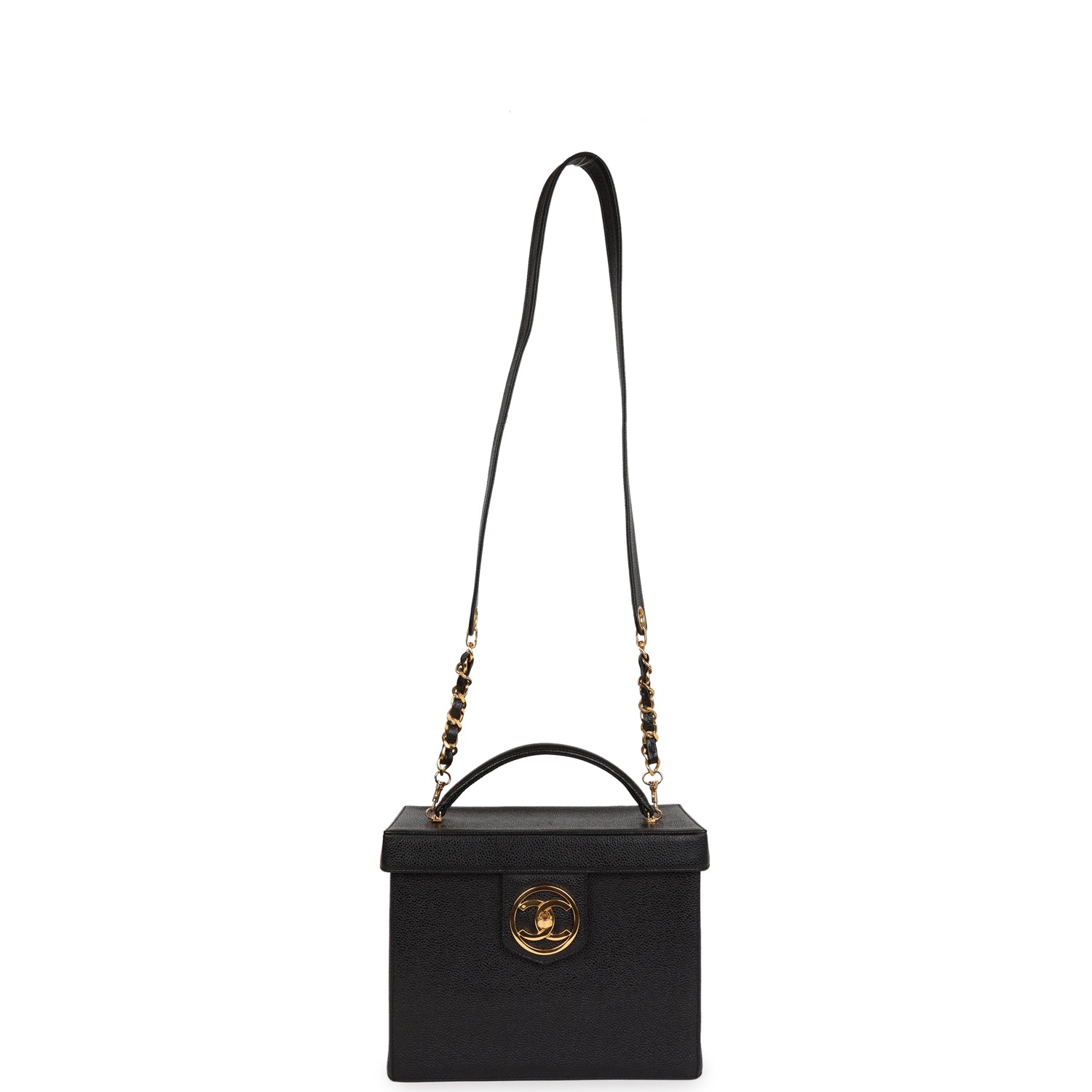 Vintage Chanel Large Vanity Bag Black Caviar Gold Hardware - Image 7