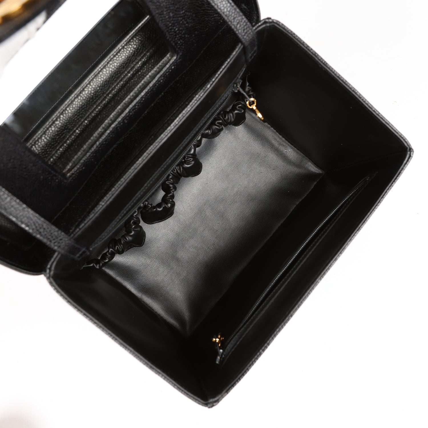 Vintage Chanel Large Vanity Bag Black Caviar Gold Hardware - Image 9