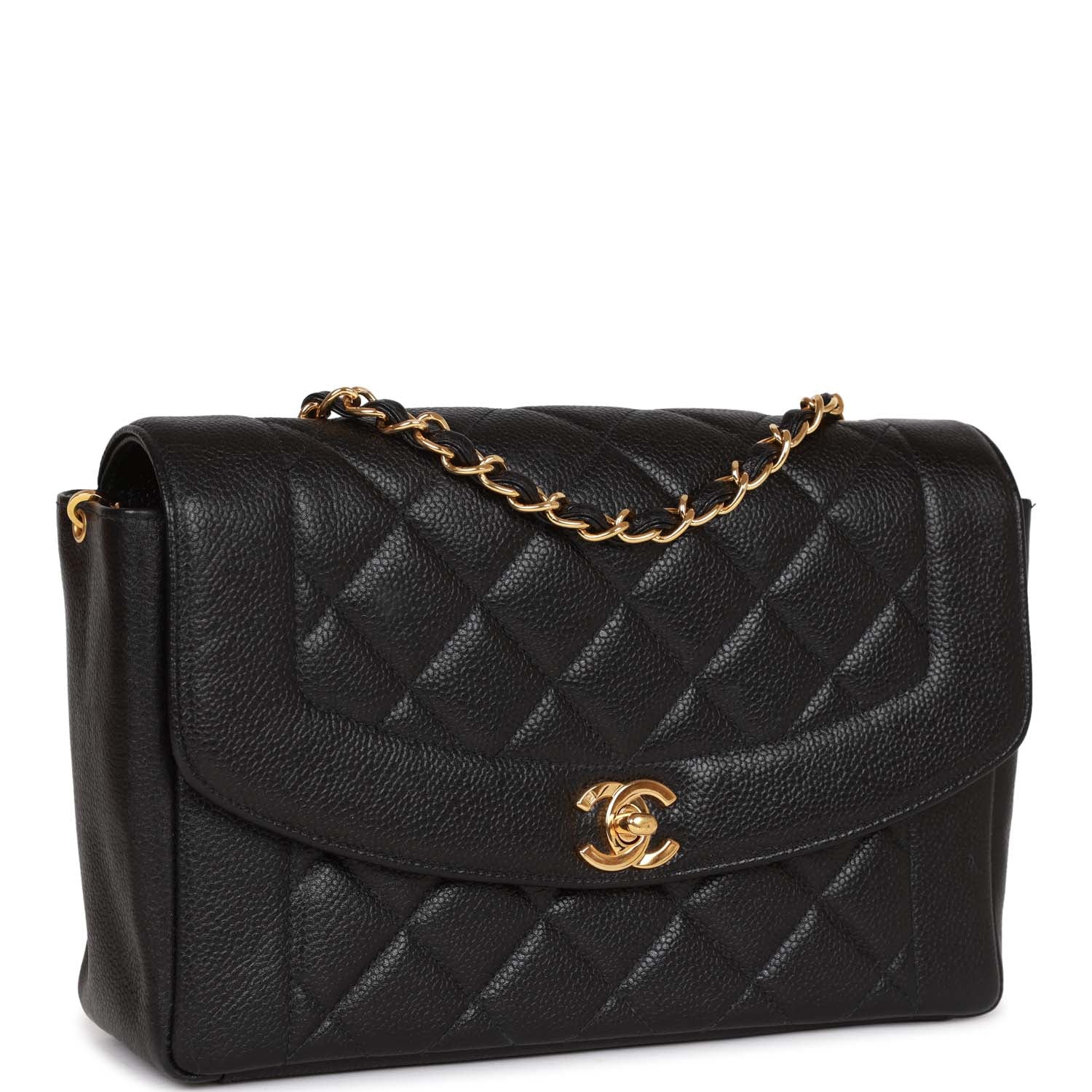 Vintage Chanel Medium Diana Flap Bag Black Caviar Gold Hardware - Image 2