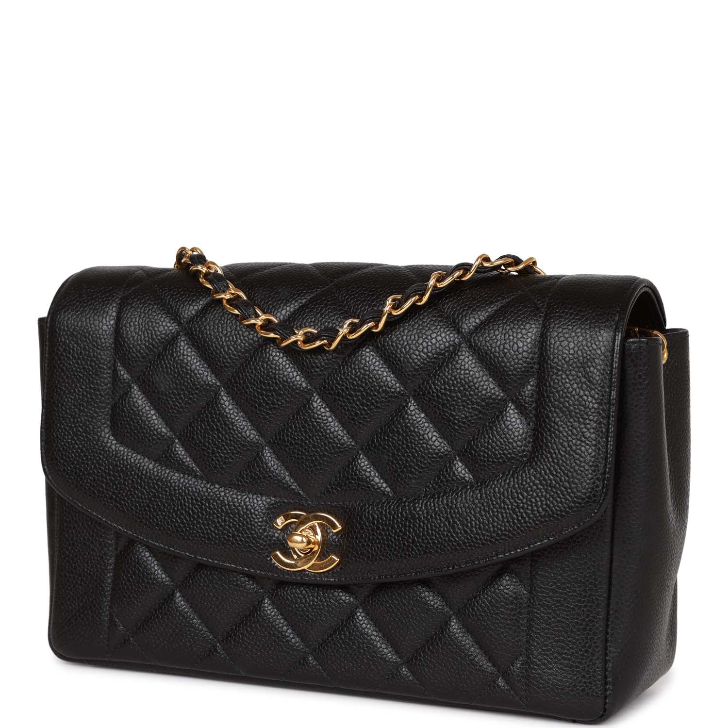 Vintage Chanel Medium Diana Flap Bag Black Caviar Gold Hardware - Image 5