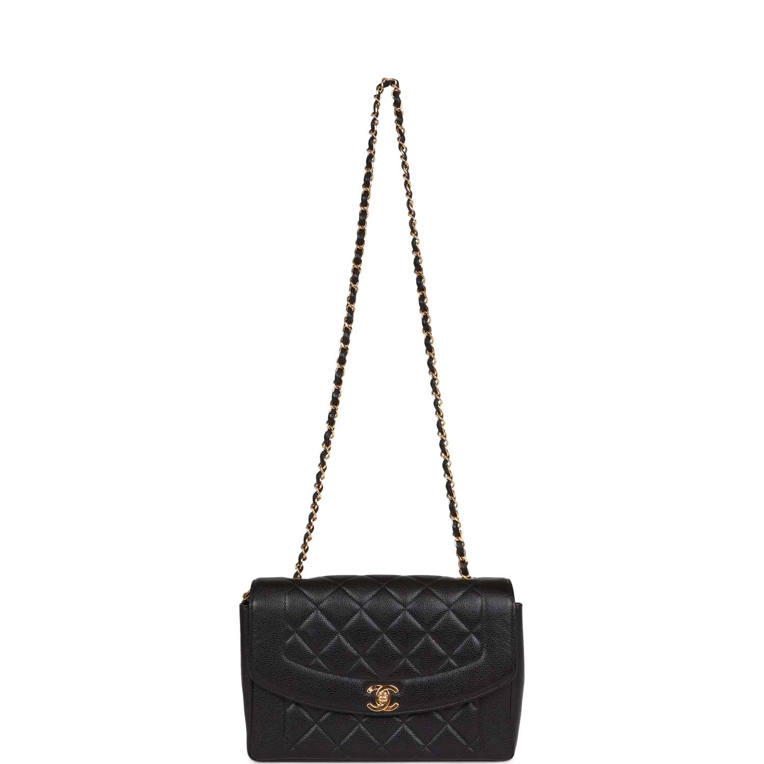 Vintage Chanel Medium Diana Flap Bag Black Caviar Gold Hardware - Image 7