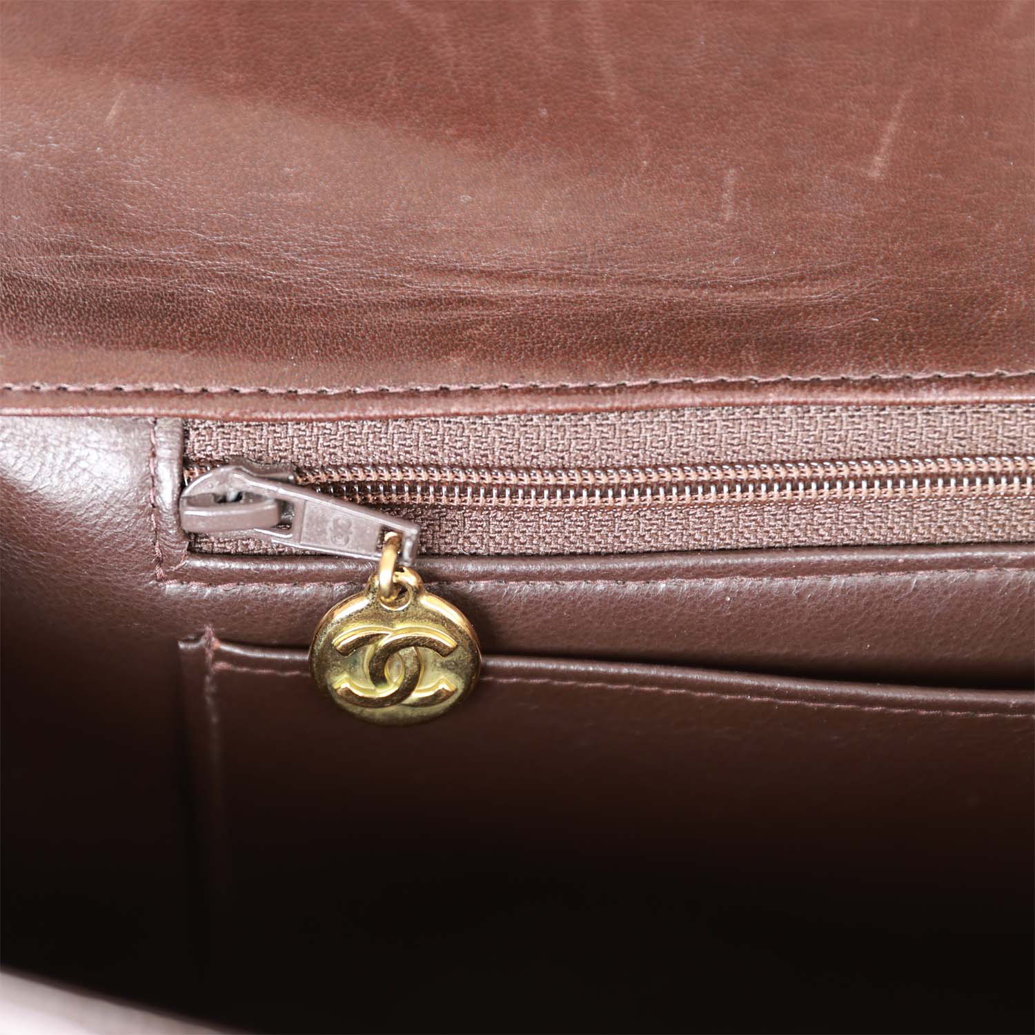 Vintage Chanel Kelly Parent and Child Flap Bag Set Brown Lambskin Gold Hardware - Image 9