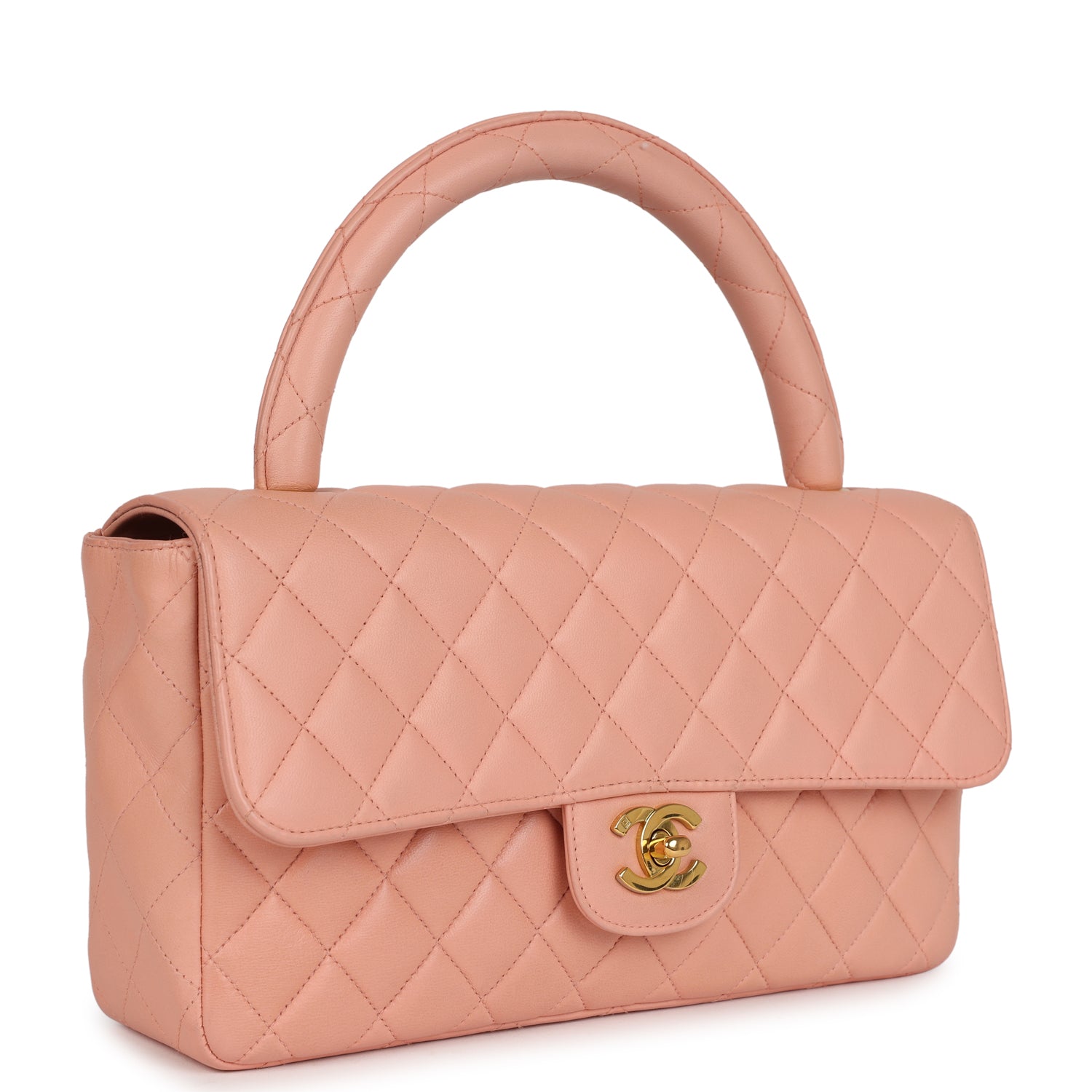 Vintage Chanel Kelly Parent and Child Flap Bag Set Pink Lambskin Gold Hardware - Image 2