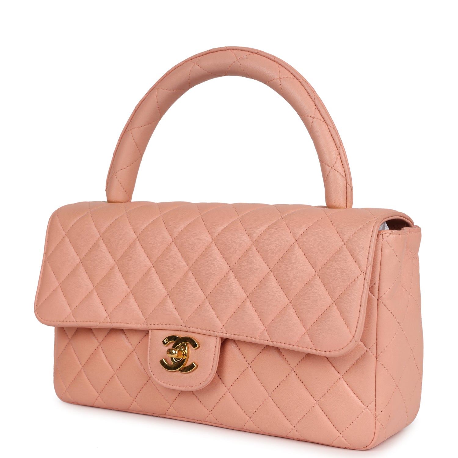 Vintage Chanel Kelly Parent and Child Flap Bag Set Pink Lambskin Gold Hardware - Image 3