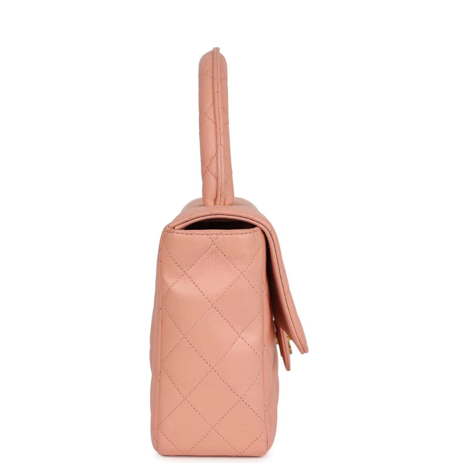 Vintage Chanel Kelly Parent and Child Flap Bag Set Pink Lambskin Gold Hardware - Image 4