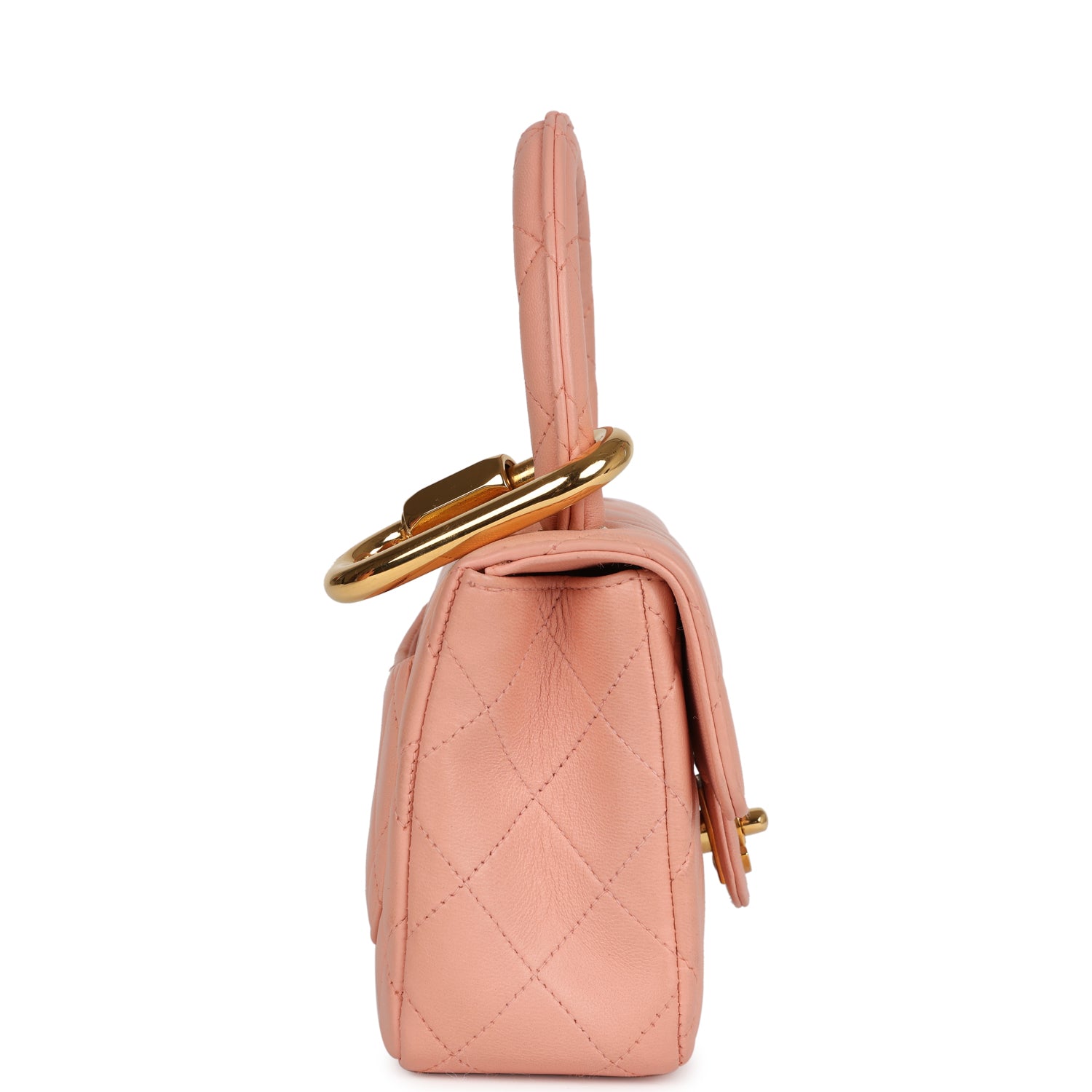 Vintage Chanel Kelly Parent and Child Flap Bag Set Pink Lambskin Gold Hardware - Image 9