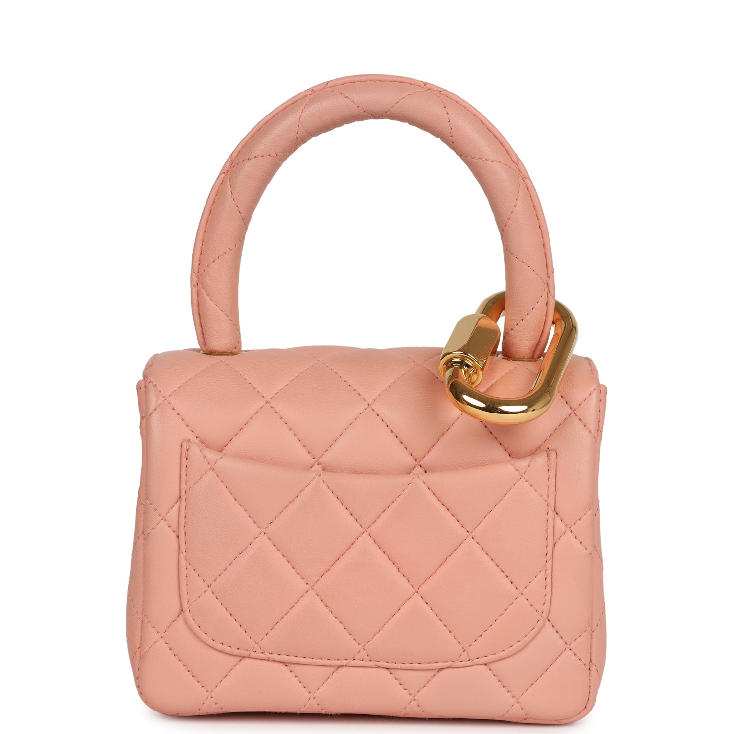 Vintage Chanel Kelly Parent and Child Flap Bag Set Pink Lambskin Gold Hardware - Image 10