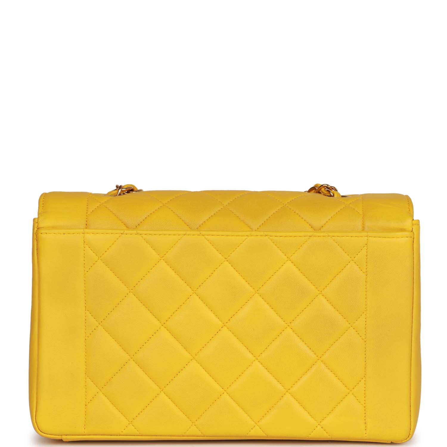 Vintage Chanel Medium Diana Flap Bag Yellow Lambskin Gold Hardware - Image 4