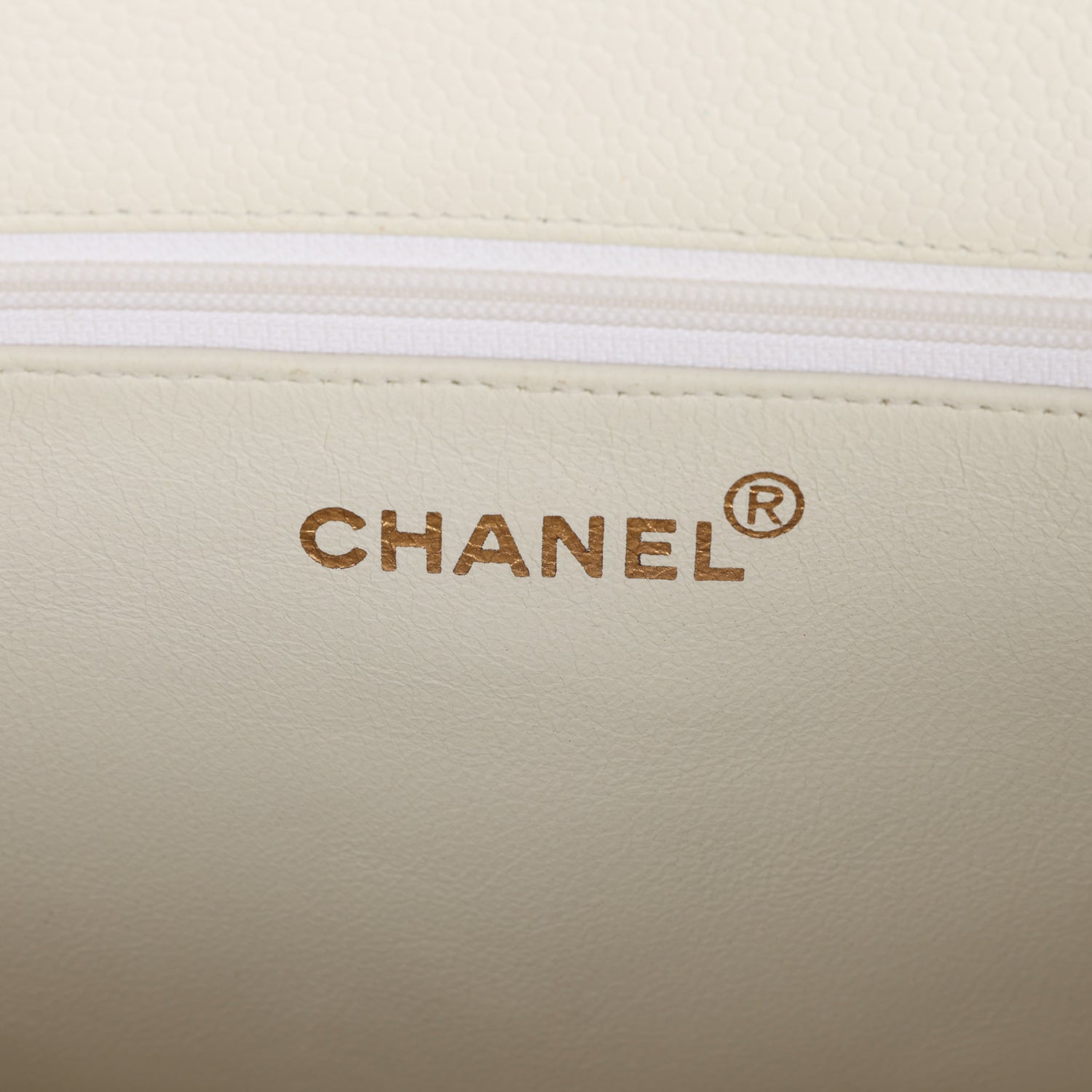 Vintage Chanel CC Chain Shopping Tote Bag White Caviar Gold Hardware - Image 8