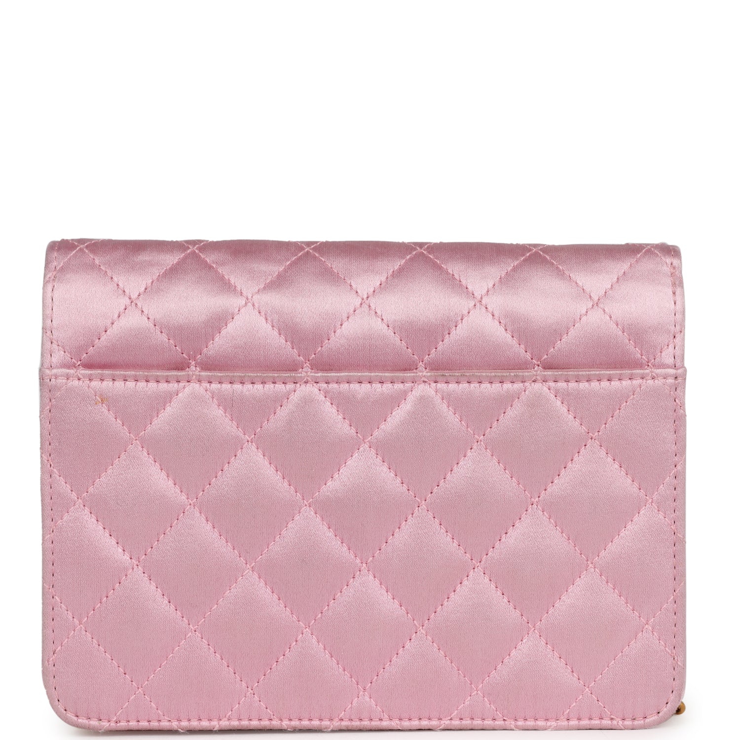 Vintage Chanel Mini Straight Flap Bag Pink Satin Gold Hardware - Image 5